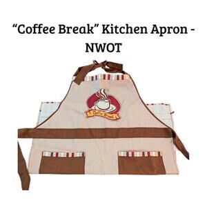 "Coffee Break" Kitchen Apron – Cute Coffee Graphic – NWOT